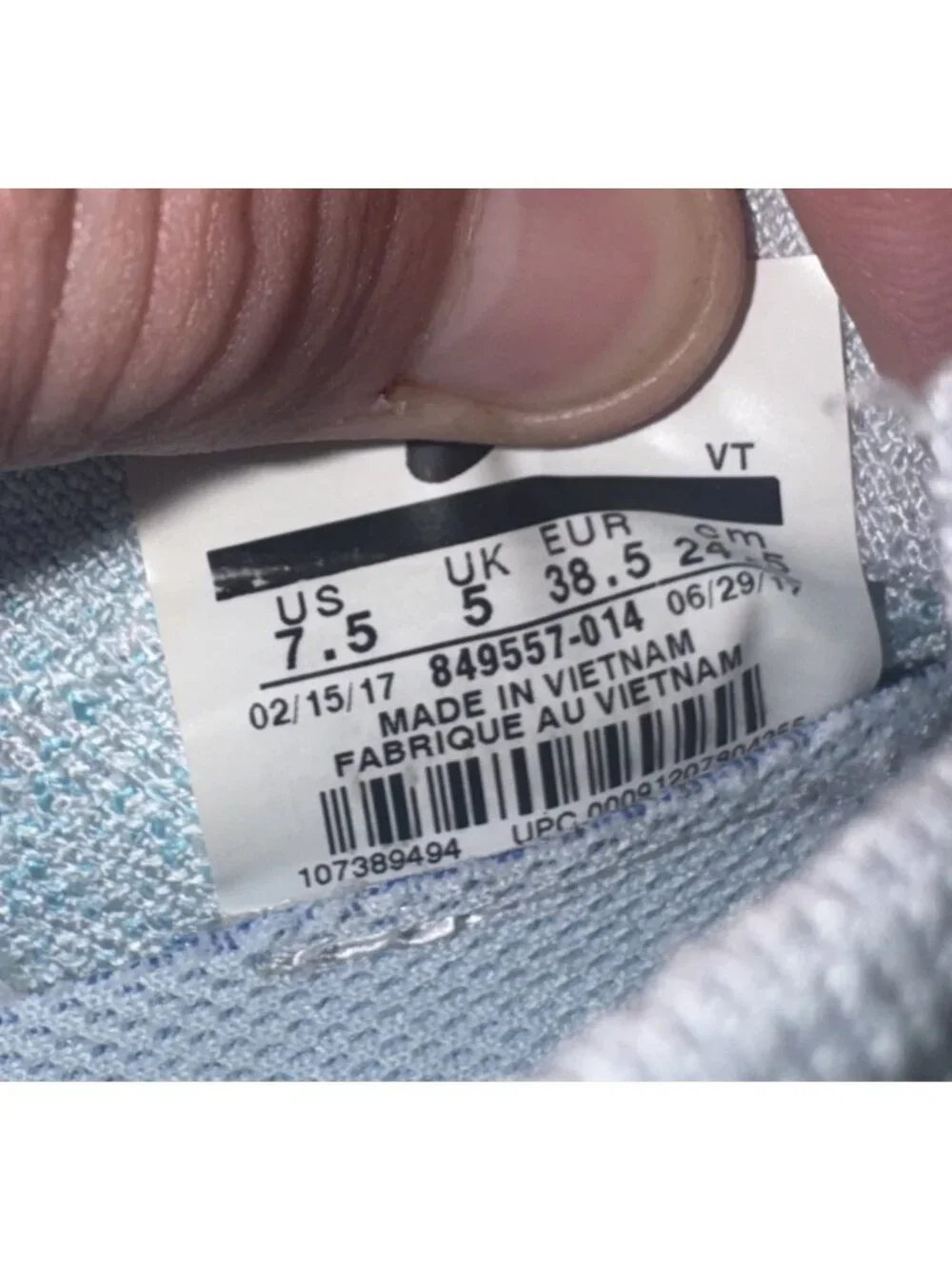 Nike Air VaporMax Ice Flash Womens Athletic Running Shoes Size 7.5 Blue Gray